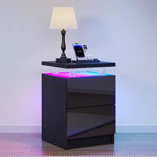 Nachttisch schwarz led - schwarz,