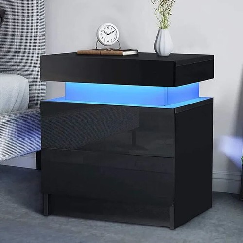 Schwarz nachttisch led - nachttisch,