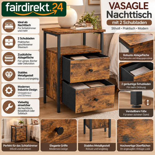 Vasagle nachttisch - nachttisch, 2