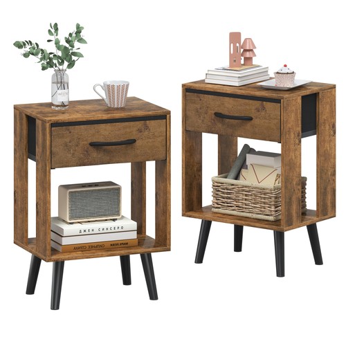 Nachttisch 2er set holz mit - nachttisch,